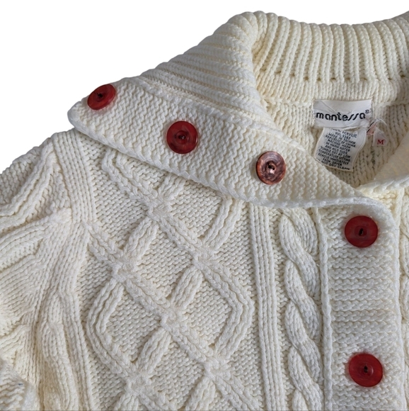 Mantessa vintage fisherman button down cardigan sz M - Picture 4 of 7